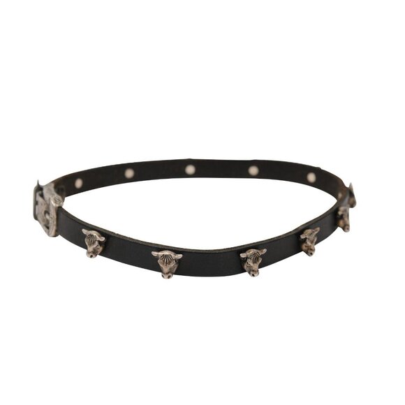 Gucci Anger Forest Bull Head Wrap Bracelet Size 18 925 Silver Black Leather - Picture 3 of 8